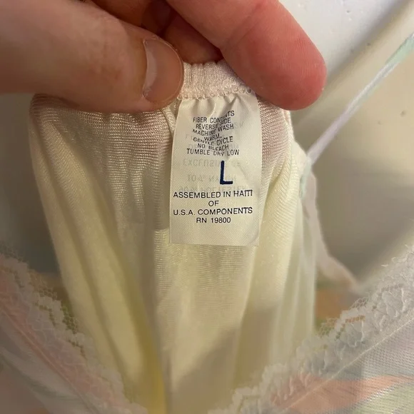 Vintage Slip midi Dress Size L V-Neck Pastel tones Grandmacore Lightweight - Picture 8 of 11